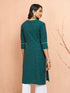 Women's Green Cotton Ikkat Kurta